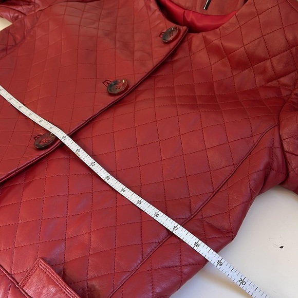 Red genuine leather coat by Jones NY ,size S. NWOT. - Picture 8 of 11